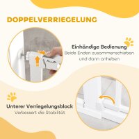 Türschutzgitter Treppenschutzgitter Hunde Absperrgitter Schutzgitter für Haustier Hundegitter Klemmbefestigung Metall ABS Weiß 75-131 x 76 cm