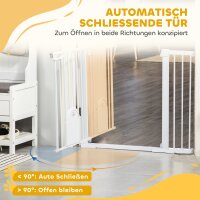 Türschutzgitter Treppenschutzgitter Hunde Absperrgitter Schutzgitter für Haustier Hundegitter Klemmbefestigung Metall ABS Weiß 75-131 x 76 cm