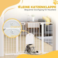 Türschutzgitter Treppenschutzgitter Hunde Absperrgitter Schutzgitter für Haustier Hundegitter Klemmbefestigung Metall ABS Weiß 75-131 x 76 cm