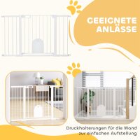 Türschutzgitter Treppenschutzgitter Hunde Absperrgitter Schutzgitter für Haustier Hundegitter Klemmbefestigung Metall ABS Weiß 75-131 x 76 cm