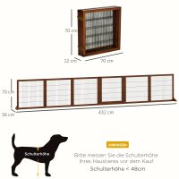 Absperrgitter für Hunde, klappbar, Kiefernholz, 432 x 36 x 70 cm, Kaffee