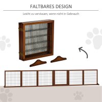 Absperrgitter für Hunde, klappbar, Kiefernholz, 432 x 36 x 70 cm, Kaffee