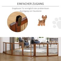 Absperrgitter für Hunde, klappbar, Kiefernholz, 432 x 36 x 70 cm, Kaffee