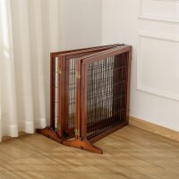 Absperrgitter für Hunde, klappbar, Kiefernholz, 432 x 36 x 70 cm, Kaffee