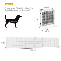 Absperrgitter für Hunde, klappbar, 432 x 36 x 70 cm, Kiefernholz, Weiß