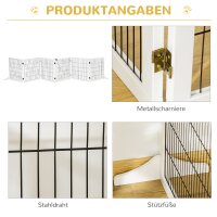 Absperrgitter für Hunde, klappbar, 432 x 36 x 70 cm, Kiefernholz, Weiß
