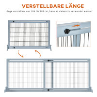 Hundeschutzgitter, Treppenschutzgitter, 180 cm hoch, höhenverstellbar, Grau + Schwarz