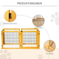 Absperrgitter für Hunde, klappbar, 432 x 36 x 70 cm, Kiefernholz, Gelb