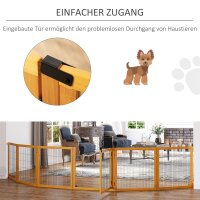 Absperrgitter für Hunde, klappbar, 432 x 36 x 70 cm, Kiefernholz, Gelb