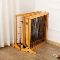 Absperrgitter für Hunde, klappbar, 432 x 36 x 70 cm, Kiefernholz, Gelb