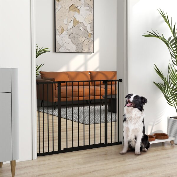 Hunde-Absperrgitter, erweiterbar, Klemmmontage, Stahl, 76-107 x 76 cm, Schwarz