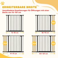Hunde-Absperrgitter, erweiterbar, Klemmmontage, Stahl, 76-107 x 76 cm, Schwarz