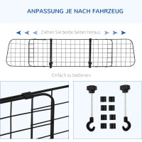 Hundegitter Auto Universal  Autoschutzgitter für Hunde mit Stufenlos Verstellbare Breite, Trenngitter für Kofferraum Hunde Autogitter Hundeschutzgitter Schutzgitter 91-152 x 30 cm