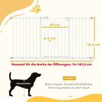 Hunde-Absperrgitter, erweiterbar, Klemmmontage, Metall, 136x76cm, Weiß