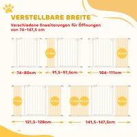 Hunde-Absperrgitter, erweiterbar, Klemmmontage, Metall, 136x76cm, Weiß