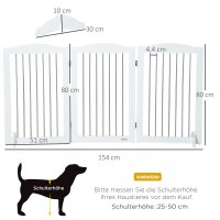 Hunde-Absperrgitter, klappbar, anpassbare Form, für Hunde bis 20 kg, 154 x 80 x 30 cm, Weiß