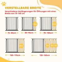 Hundeschutzgitter  Absperrgitter, Zwei-Wege-Öffnung, Wandhalterung mit Druckknöpfen, verstellbar von 75 bis 145 cm