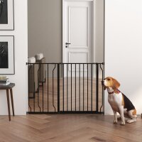Hunde-Absperrgitter, Klemmmontage, verstellbare Länge, Stahl/ABS, 75-115 x 76cm, Schwarz