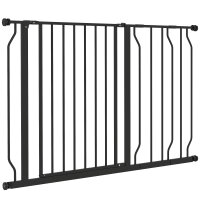 Hunde-Absperrgitter, Klemmmontage, verstellbare Länge, Stahl/ABS, 75-115 x 76cm, Schwarz