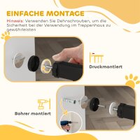Hunde-Absperrgitter, Klemmmontage, verstellbare Länge, Stahl/ABS, 75-115 x 76cm, Schwarz