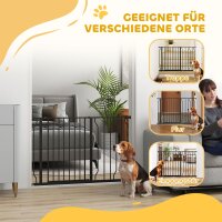 Hunde-Absperrgitter, Klemmmontage, verstellbare Länge, Stahl/ABS, 75-115 x 76cm, Schwarz