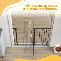 Hunde-Absperrgitter, Klemmmontage, verstellbare Länge, Stahl/ABS, 75-115 x 76cm, Schwarz