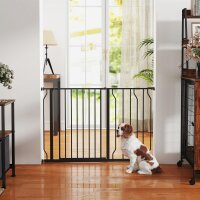 Hunde-Absperrgitter, Klemmmontage, verstellbare Länge, Stahl/ABS, 75-115 x 76cm, Schwarz