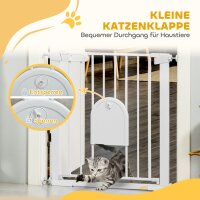 Absperrgitter für Haustiere, verstellbar, mit kleiner Tür, Metall, Kunststoff, Weiß