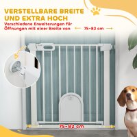 Absperrgitter für Haustiere, verstellbar, mit kleiner Tür, Metall, Kunststoff, Weiß