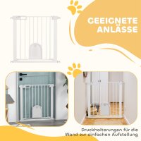 Absperrgitter für Haustiere, verstellbar, mit kleiner Tür, Metall, Kunststoff, Weiß
