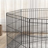 Haustierlaufstall, Spielgehege für Welpen und kleine Hunde, mit Tür, Indoor- und Outdoor-tauglich, 61 cm, Schwarz