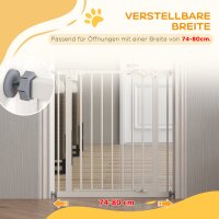 Türschutzgitter für Hunde, Absperrgitter, Schutzgitter für Haustiere, Metall, Kunststoff, 74-80 cm, Weiß