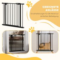 Türschutzgitter für Hunde, Absperrgitter, Schutzgitter für Haustiere, Metall, Kunststoff, 74-80 cm, Schwarz