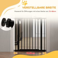 Türschutzgitter für Hunde, Absperrgitter, Schutzgitter für Haustiere, Metall, Kunststoff, 74-80 cm, Schwarz