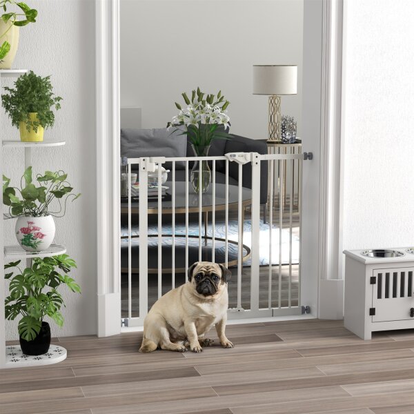 Türschutzgitter für Hunde, Absperrgitter, Schutzgitter für Haustiere, Metall, Kunststoff, ,74-80/87-94 cm, Weiß