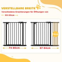 Türschutzgitter für Hunde, Absperrgitter, Schutzgitter für Haustiere, Metall, Kunststoff, ,74-80/87-94 cm, Schwarz