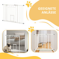 Treppenschutzgitter Hundeschutzgitter, automatisches Schließen, Einhandbedienung,100 cm x 4 cm x 76 cm, Weiß