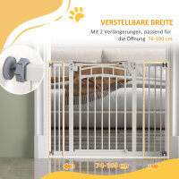 Treppenschutzgitter Hundeschutzgitter, automatisches Schließen, Einhandbedienung,100 cm x 4 cm x 76 cm, Weiß