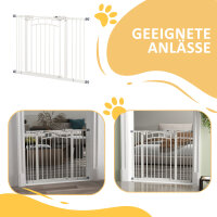 Treppenschutzgitter Hundeschutzgitter, automatisches Schließen, Einhandbedienung,100 cm x 4 cm x 76 cm, Weiß