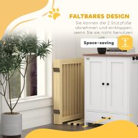Freistehendes Hundegitter, 4 Paneele, flexibel, Kiefernholz, 204L x 36B x 75H cm, Naturholz