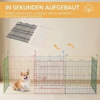 Freilaufgehege, Welpenauslauf, modulares Design, verriegelbar, Stahl, Ø156x60H cm, Bunt