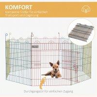 Freilaufgehege, Welpenauslauf, modulares Design, verriegelbar, Stahl, Ø156x60H cm, Bunt