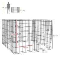 Haustierlaufstall, Spielgehege für Welpen und kleine Hunde, mit Tür, Indoor- und Outdoor-tauglich, 91cm, Schwarz