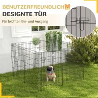 Haustierlaufstall, Spielgehege für Welpen und kleine Hunde, mit Tür, Indoor- und Outdoor-tauglich, 91cm, Schwarz