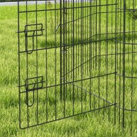 Haustierlaufstall, Spielgehege für Welpen und kleine Hunde, mit Tür, Indoor- und Outdoor-tauglich, 91cm, Schwarz