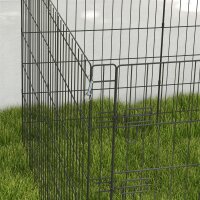 Haustierlaufstall, Spielgehege für Welpen und kleine Hunde, mit Tür, Indoor- und Outdoor-tauglich, 91cm, Schwarz