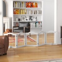 Hunde-Absperrgitter, 5 Paneele, klappbar, flexibel, Massivholz/MDF, 254,5x29,5x61 cm, Weiß