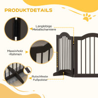 Hunde-Absperrgitter, 3 Paneele, klappbar, Massivholz und MDF, 154,5 x 29,5 x 61 cm, Kaffee