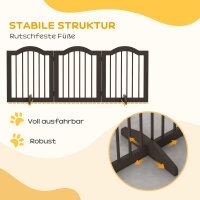 Hunde-Absperrgitter, 3 Paneele, klappbar, Massivholz und MDF, 154,5 x 29,5 x 61 cm, Kaffee