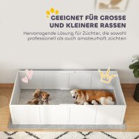 Hunde-Wurfbox für Hunde und Welpen, mit verstellbaren Eingängen, für große und kleine Hunde, 196 x 96 x 48 cm, Weiß